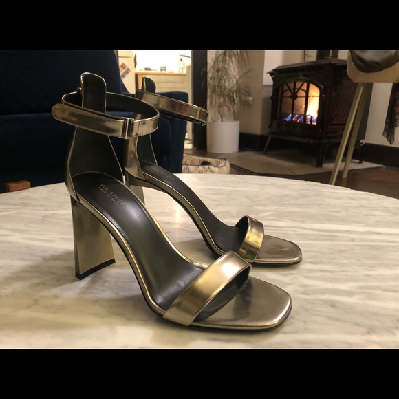 Via Spiga Shoes - Via Spiga Faxon Gold Ankle Strap High Heels - 6.5